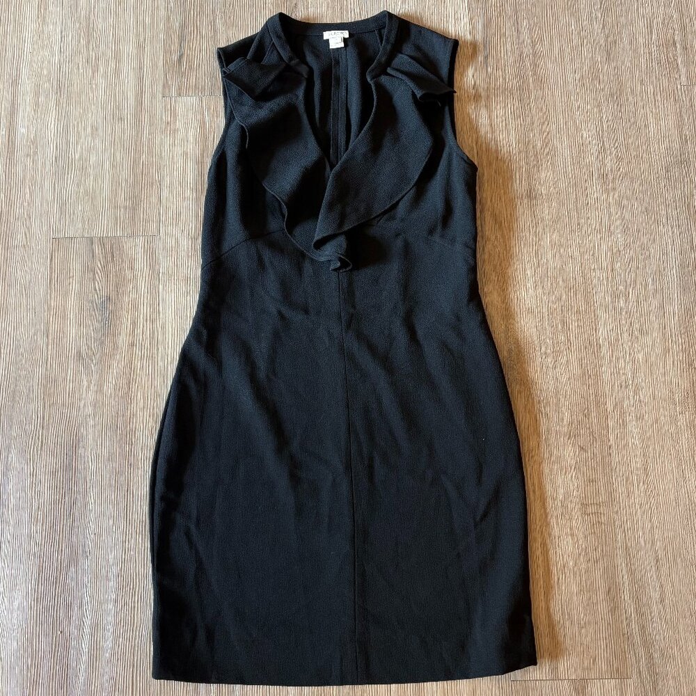 J.CREW Black Sleeveless Ruffle V-Neck Dress - Size 10 - Picture 2 of 7